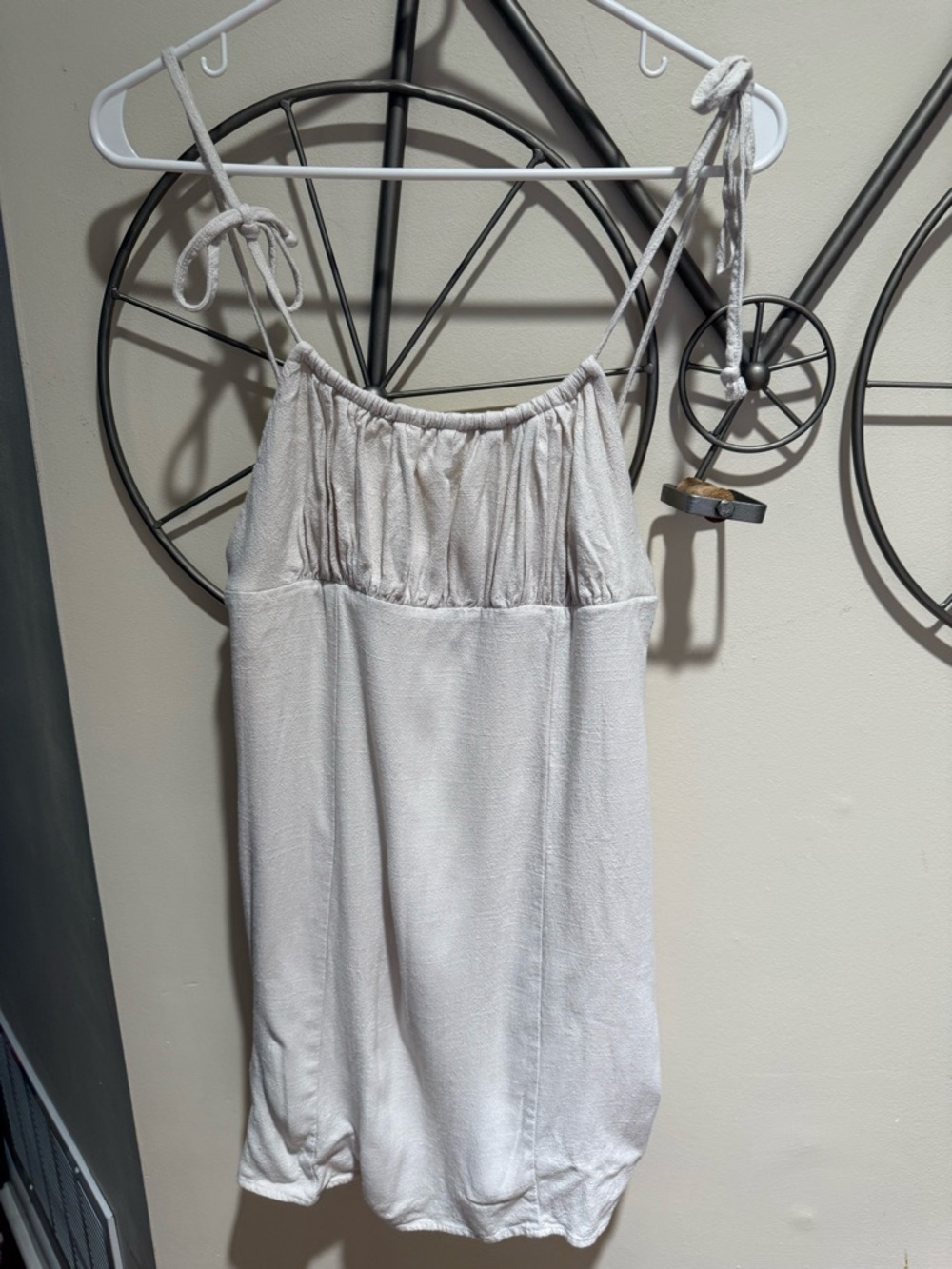 LA Hearts Urban Outfitters White Cream Tie-Strap Sundress Size L Linen Blend